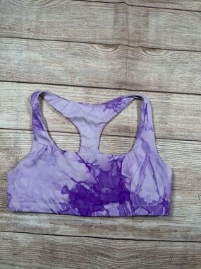 Vitality Purple Tie-Dye Racerback Sports Bra - Women